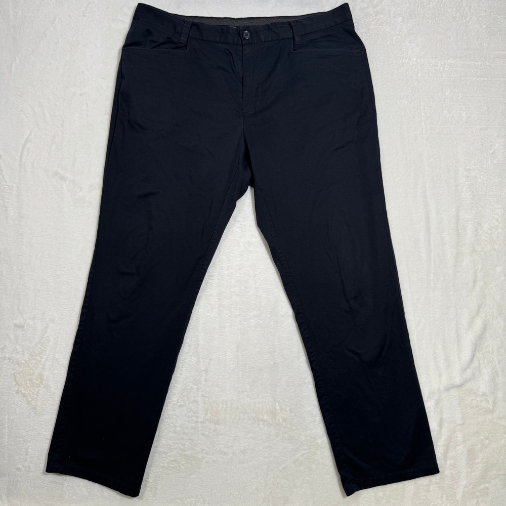 Calvin Klein Chino Pants Mens Black Straight Leg Stretch Flat Front Casual